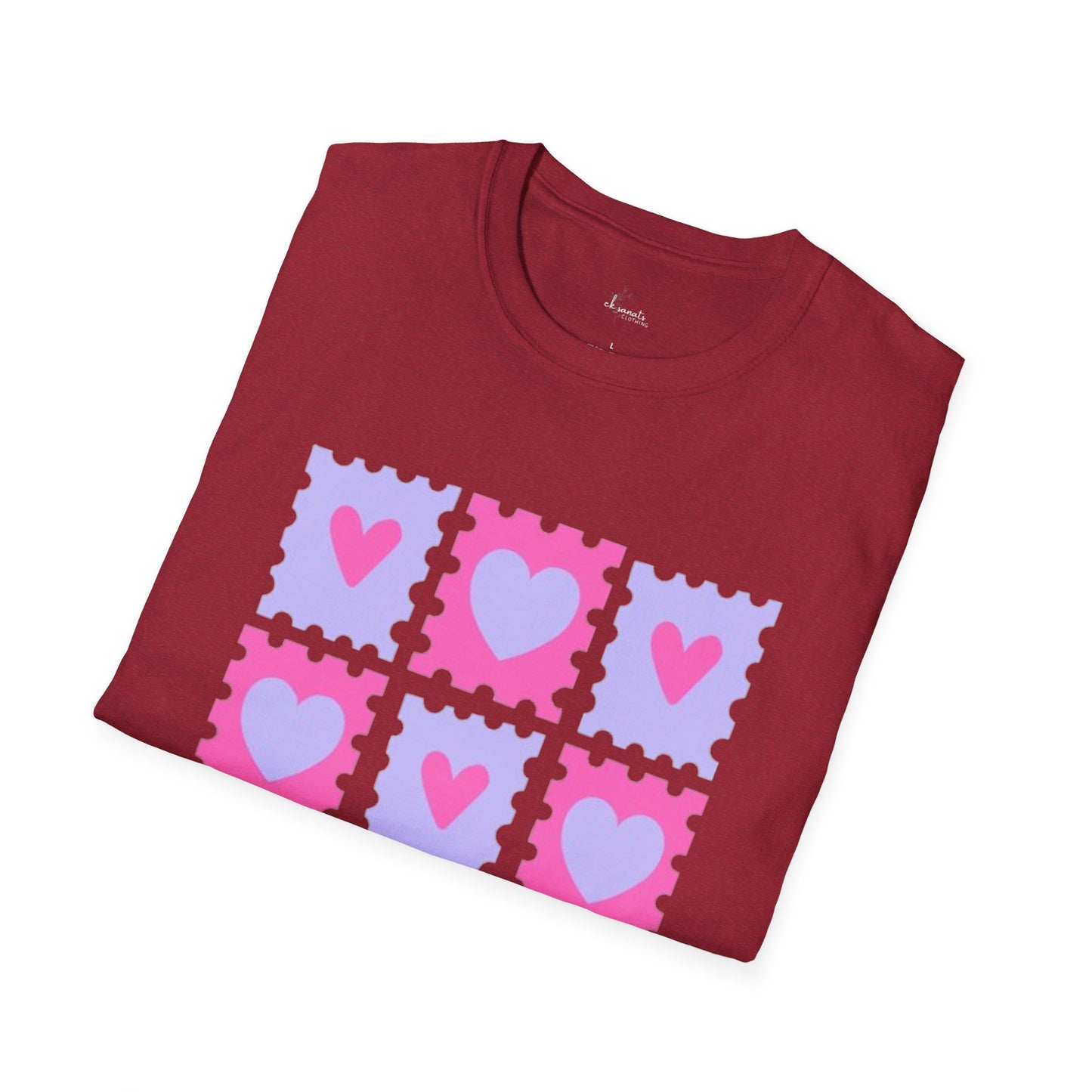 Heart Stamp Softstyle T-Shirt |Women Tee for Valentine's Day, Birthday Gift, Casual Wear