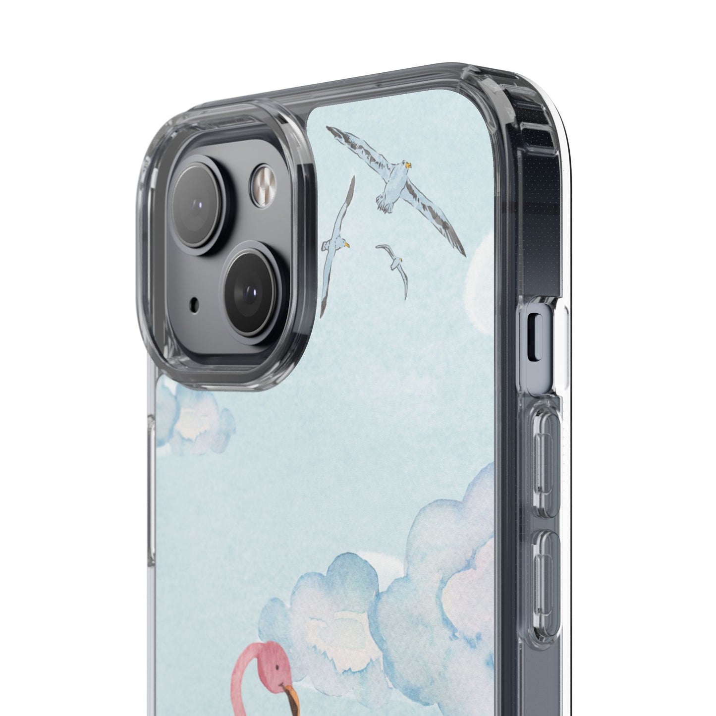Watercolor Flamingo Phone Case, Clear Phone Case, Tropical Phone Cover, Custom Phone Case