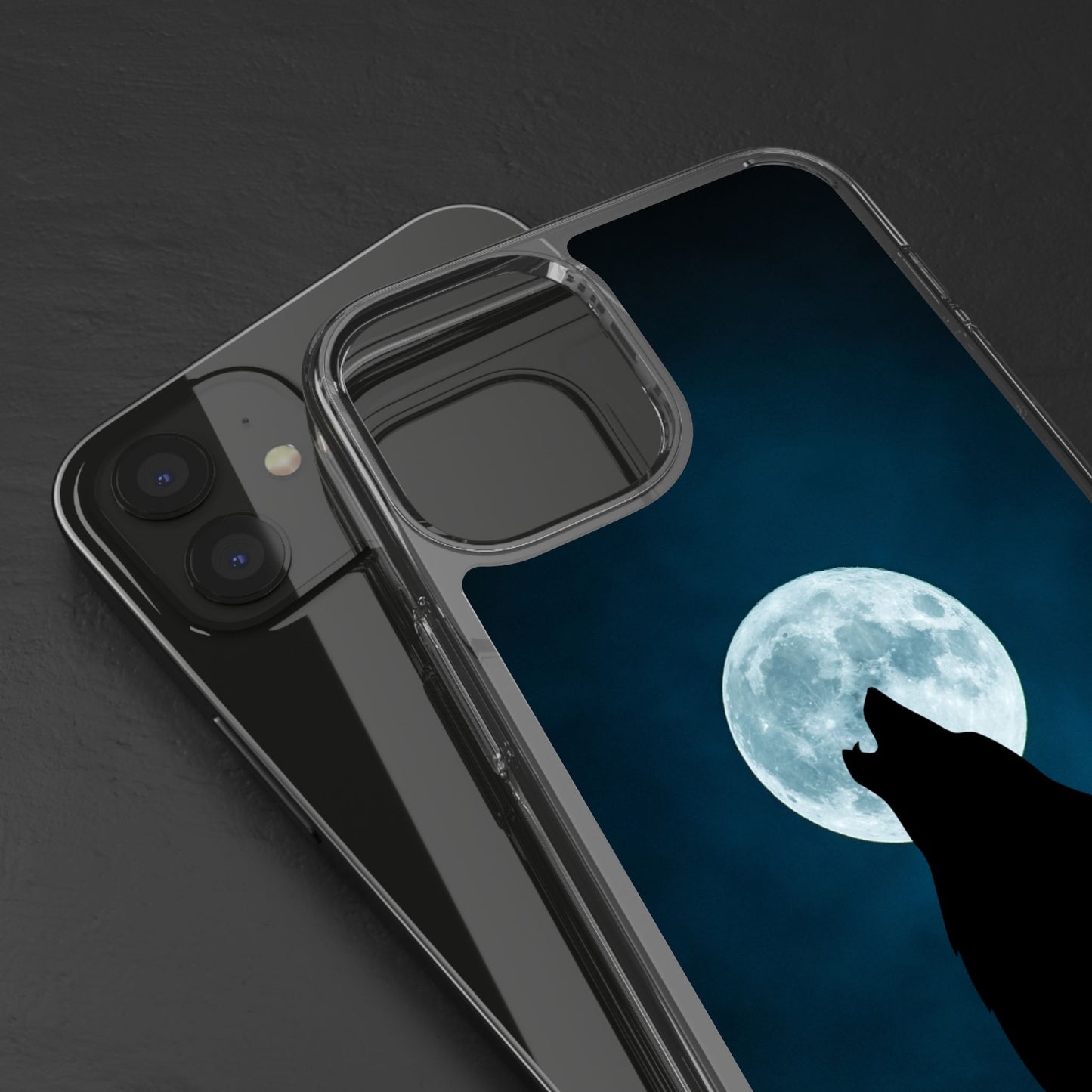 Wolf Clear Phone Case, Moonlit Wolf Design, Gift For Friends, Night Sky Decor
