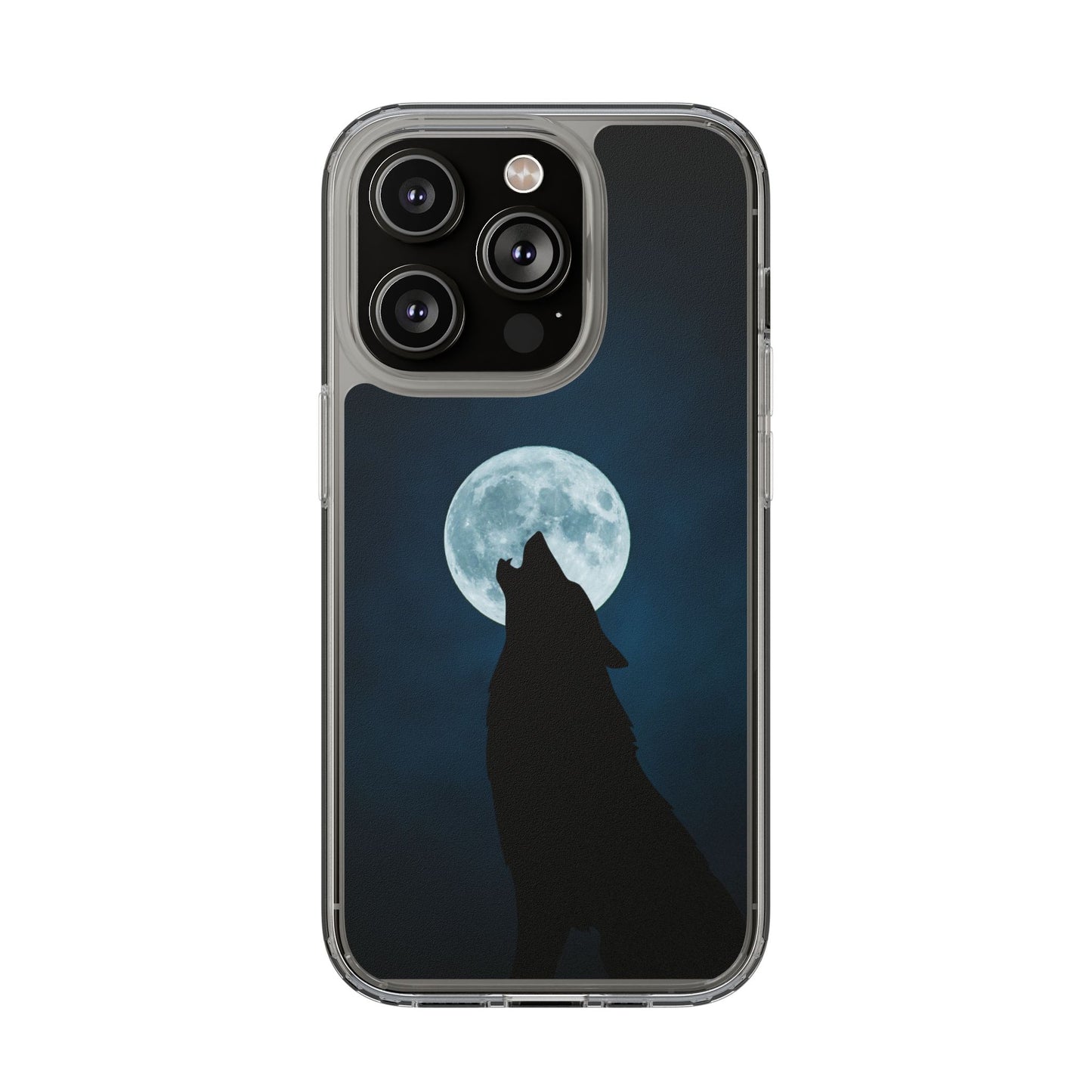 Wolf Clear Phone Case, Moonlit Wolf Design, Gift For Friends, Night Sky Decor