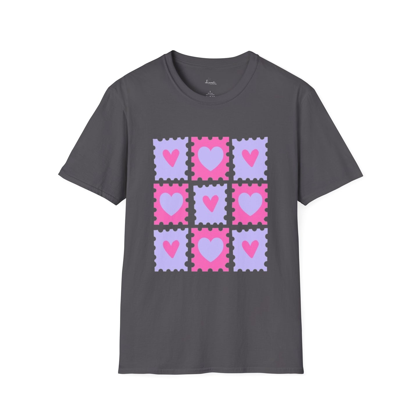 Heart Stamp Softstyle T-Shirt |Women Tee for Valentine's Day, Birthday Gift, Casual Wear