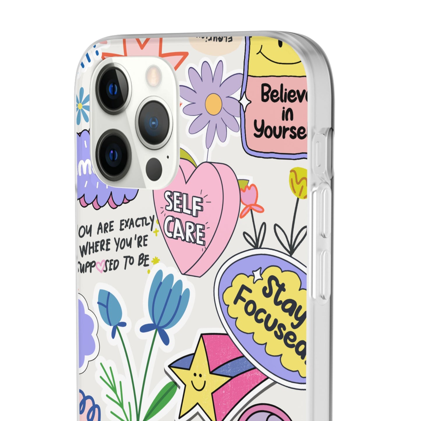 Colorful  Phone Case, Inspirational Flexi Case, Cute Floral Design, Gifts for Friends