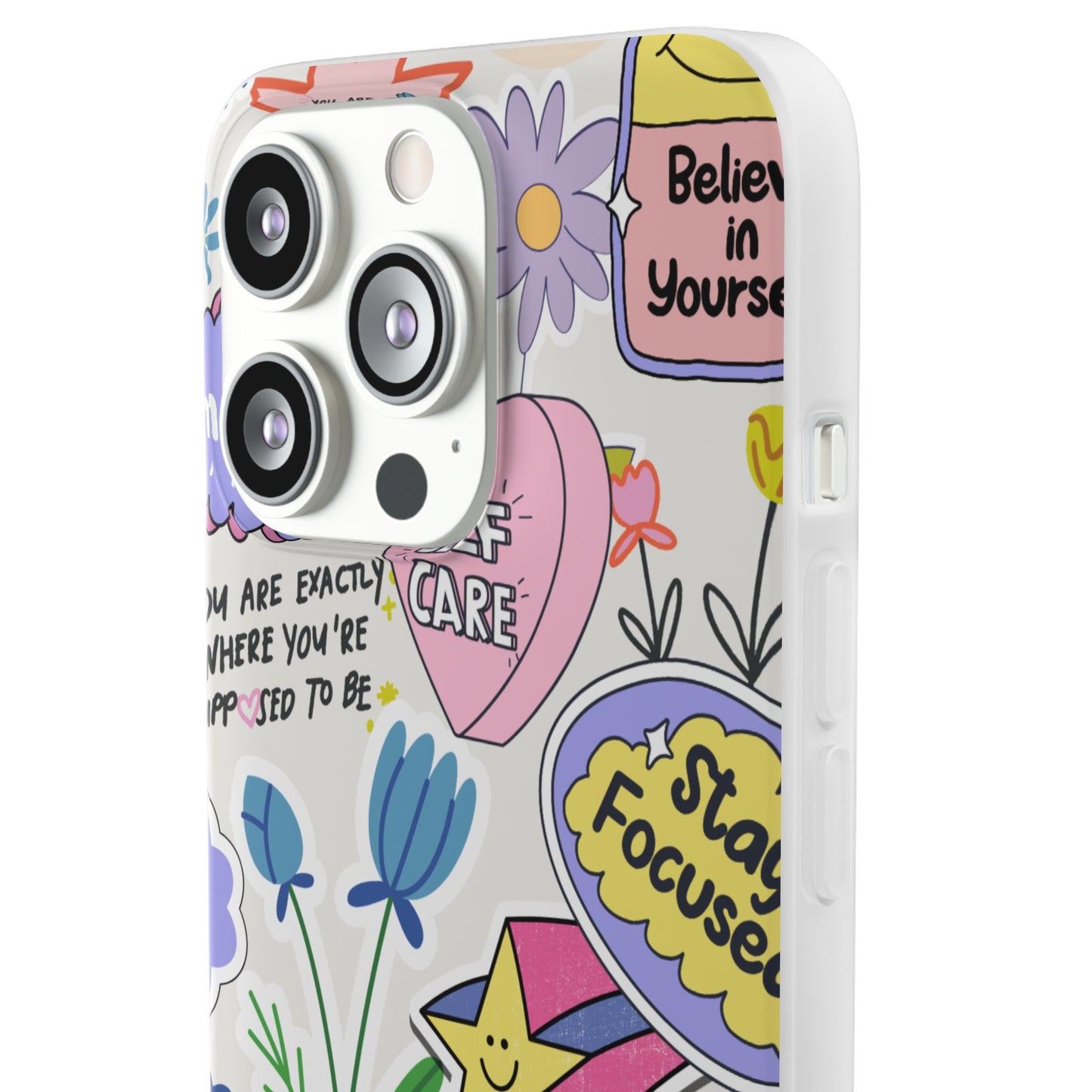 Colorful  Phone Case, Inspirational Flexi Case, Cute Floral Design, Gifts for Friends