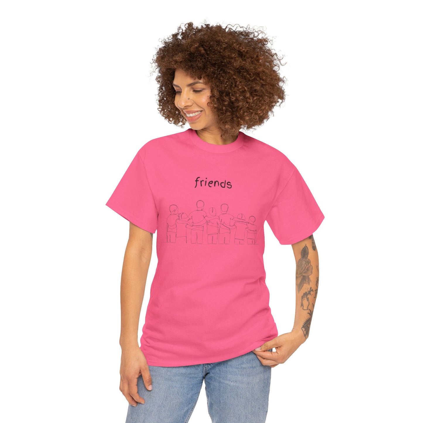 Friends  Heavy Cotton Tee, Casual T-Shirt, Friendship Gift, Relaxed Fit Top, Everyday Wear, Graphic Tee