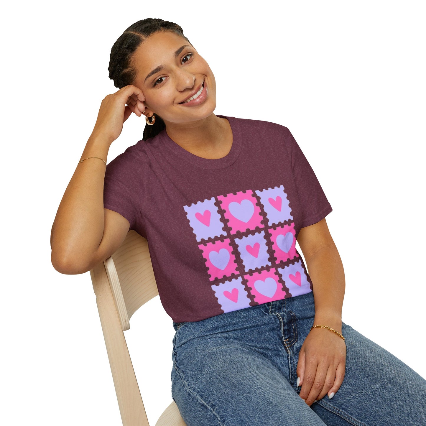 Heart Stamp Softstyle T-Shirt |Women Tee for Valentine's Day, Birthday Gift, Casual Wear