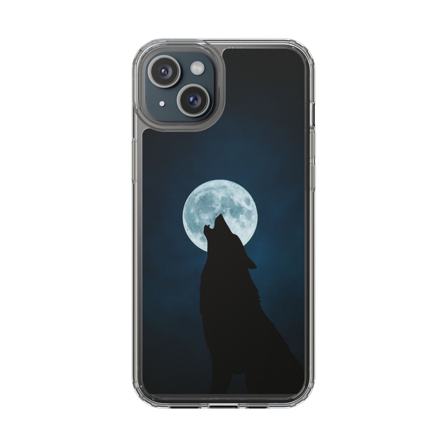 Wolf Clear Phone Case, Moonlit Wolf Design, Gift For Friends, Night Sky Decor