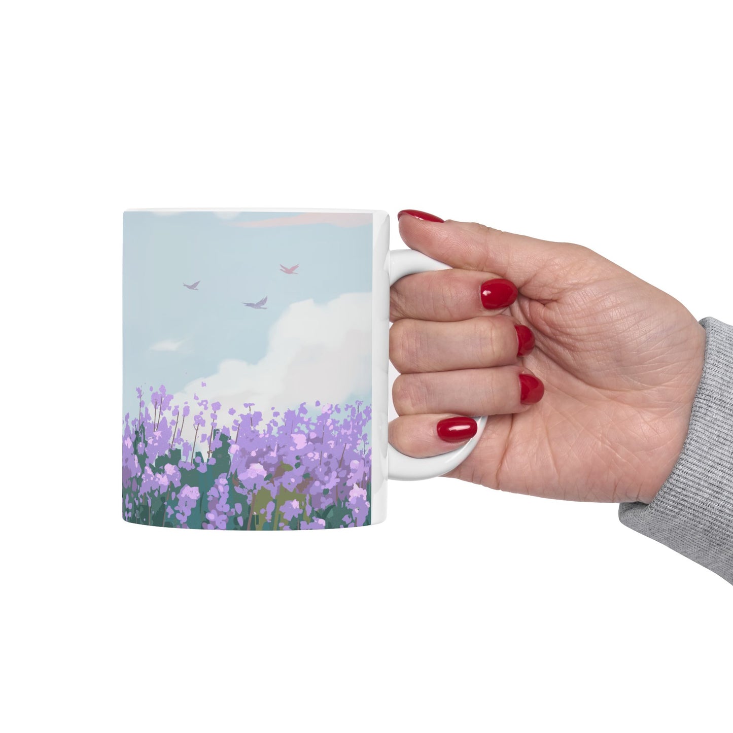 Serene Floral Ceramic Mug, Coffee Cup, Tea Mug, Gift for Garden Lovers, Home Decor, Relaxing Vibe
