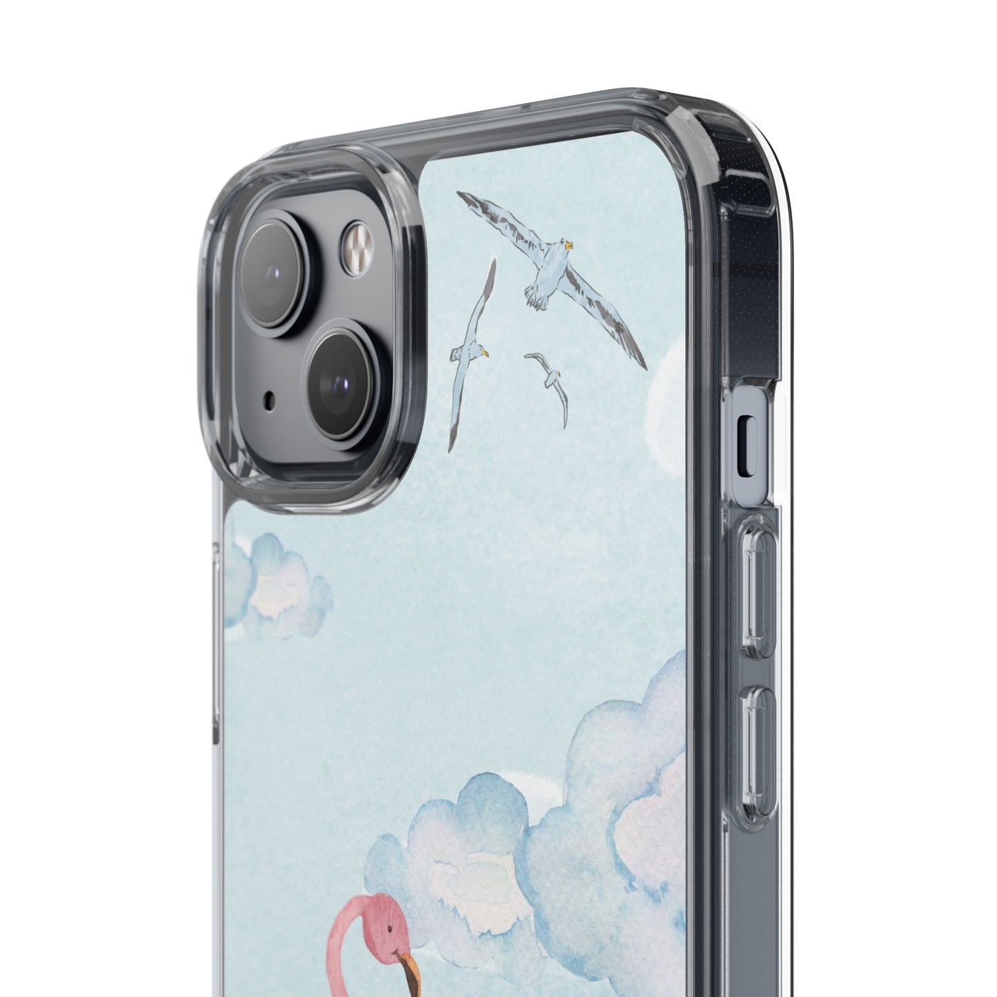 Watercolor Flamingo Phone Case, Clear Phone Case, Tropical Phone Cover, Custom Phone Case