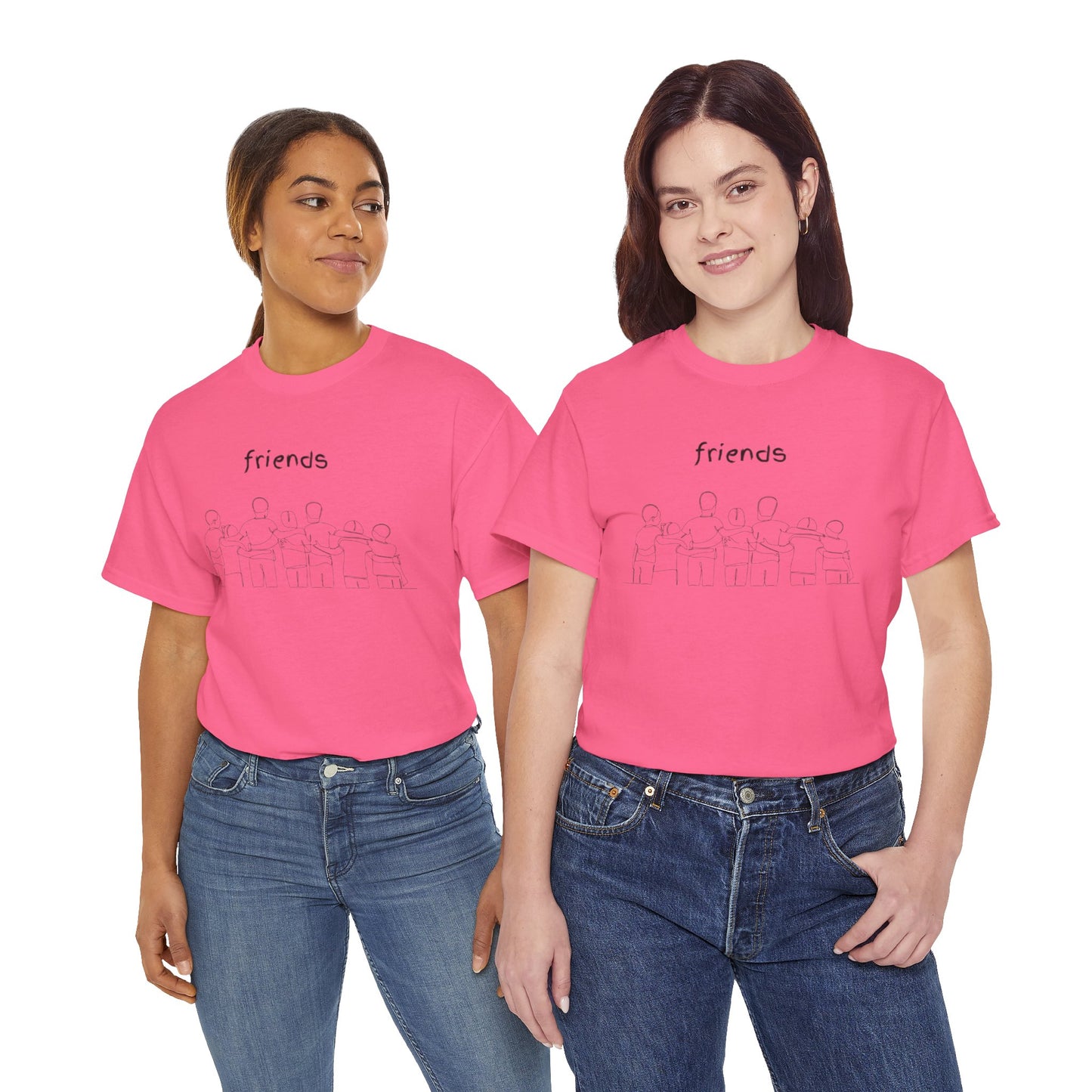 Friends  Heavy Cotton Tee, Casual T-Shirt, Friendship Gift, Relaxed Fit Top, Everyday Wear, Graphic Tee
