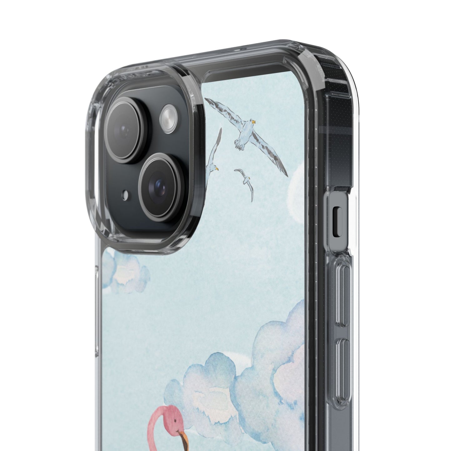 Watercolor Flamingo Phone Case, Clear Phone Case, Tropical Phone Cover, Custom Phone Case