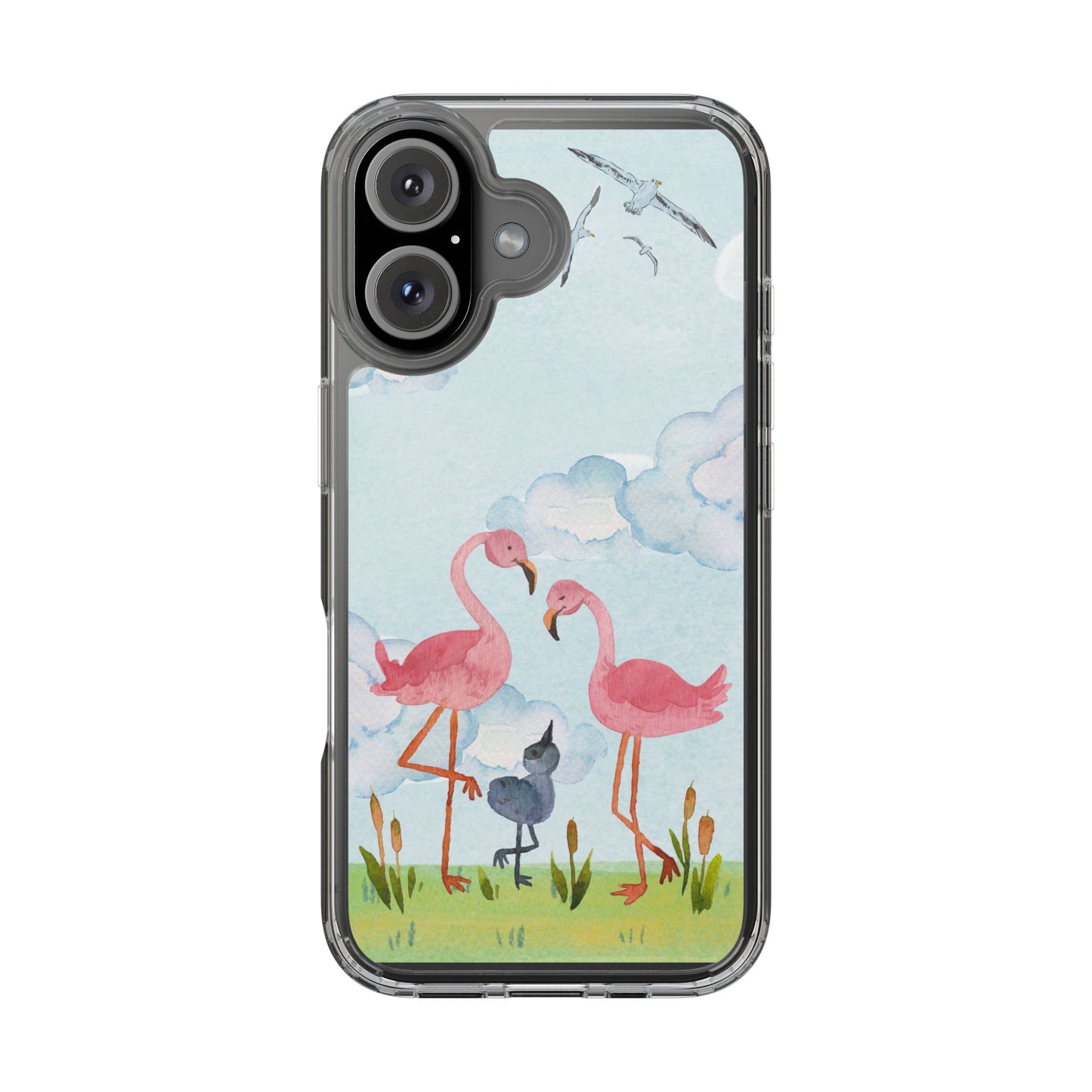 Watercolor Flamingo Phone Case, Clear Phone Case, Tropical Phone Cover, Custom Phone Case