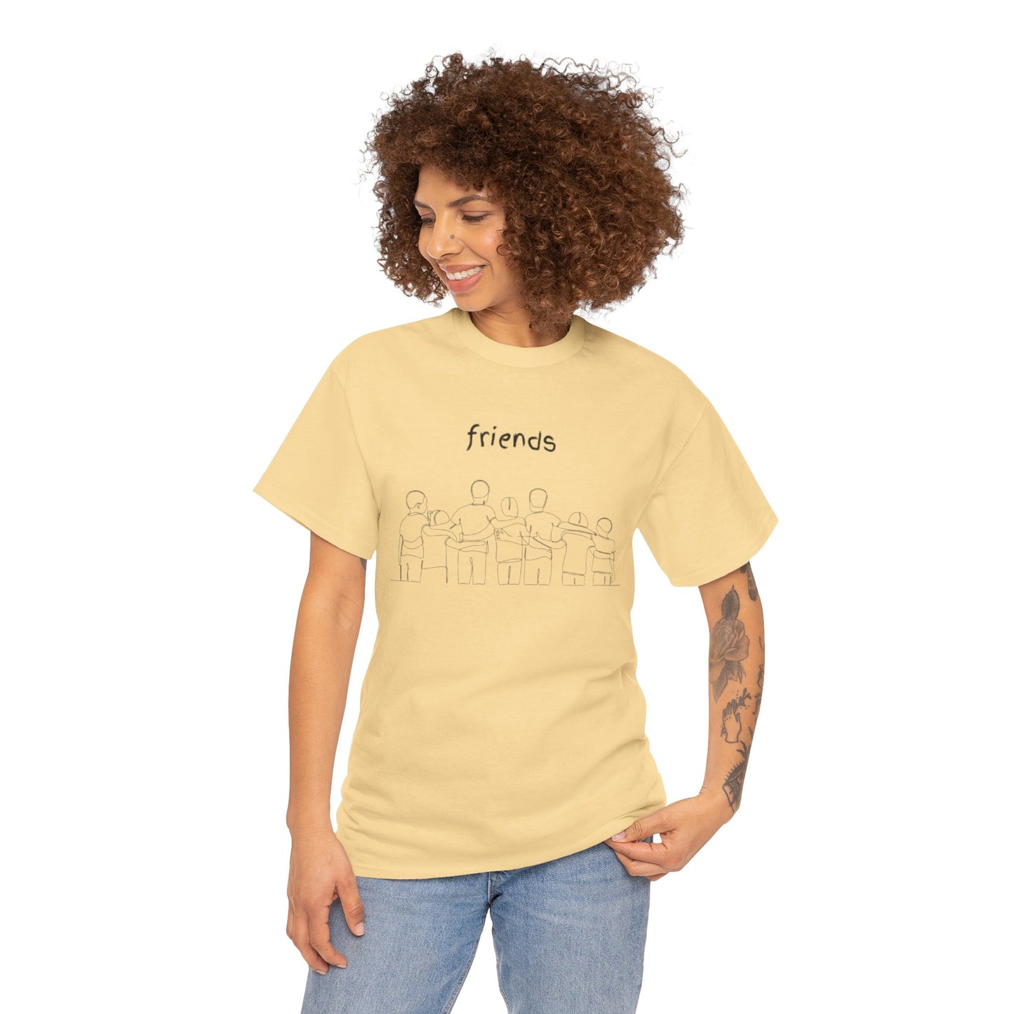 Friends  Heavy Cotton Tee, Casual T-Shirt, Friendship Gift, Relaxed Fit Top, Everyday Wear, Graphic Tee