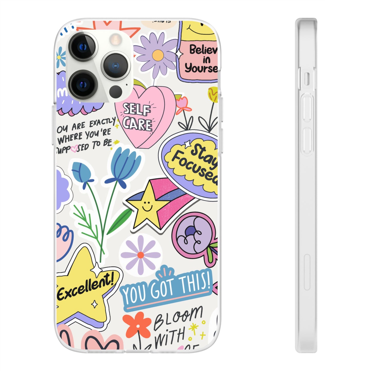 Colorful  Phone Case, Inspirational Flexi Case, Cute Floral Design, Gifts for Friends