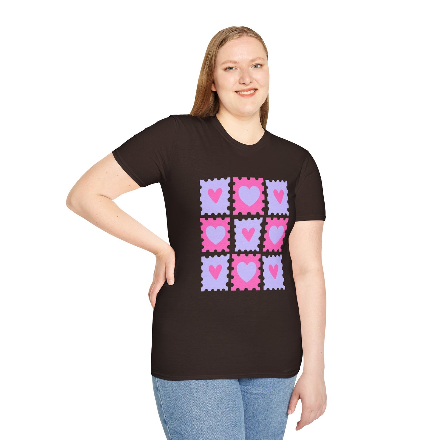 Heart Stamp Softstyle T-Shirt |Women Tee for Valentine's Day, Birthday Gift, Casual Wear