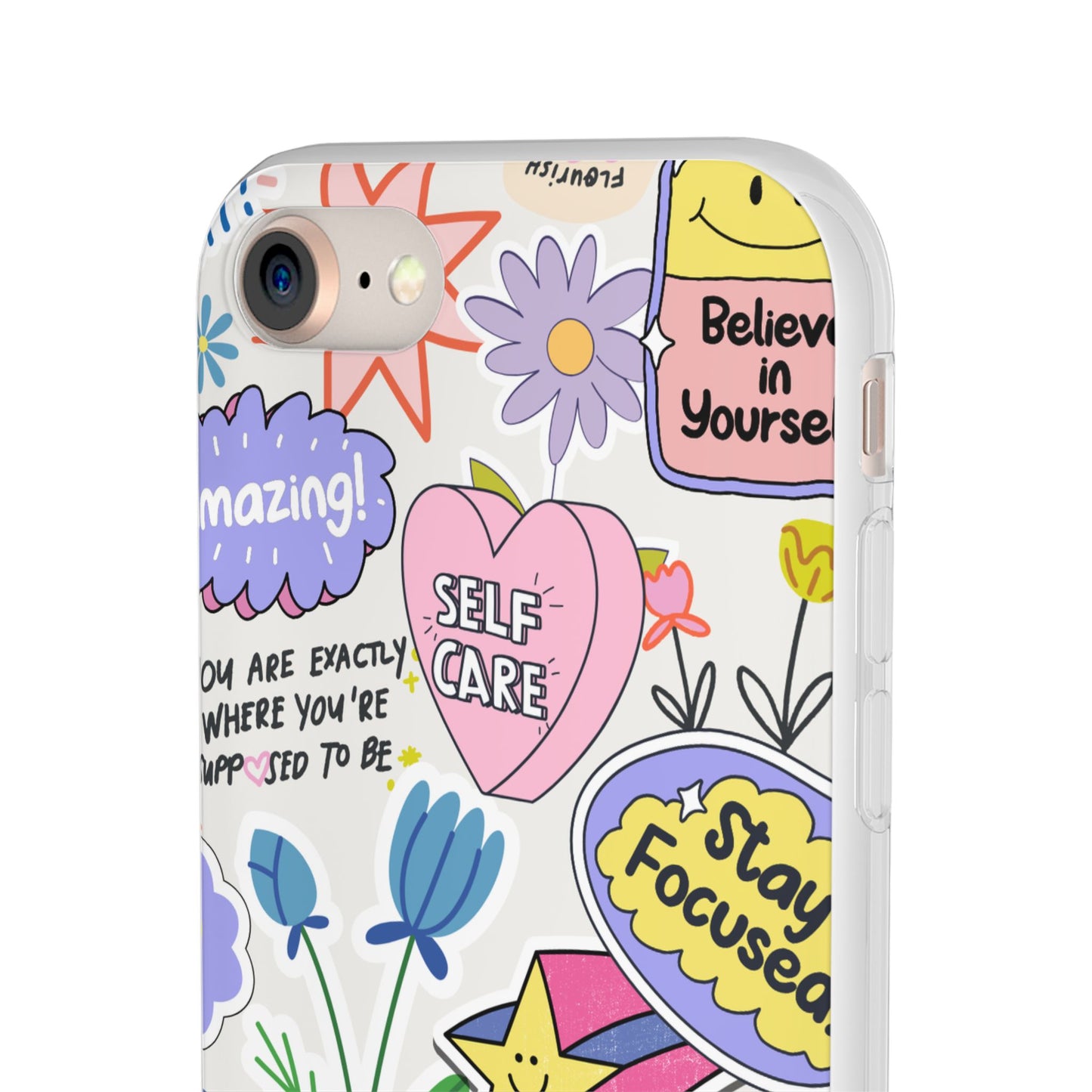 Colorful  Phone Case, Inspirational Flexi Case, Cute Floral Design, Gifts for Friends