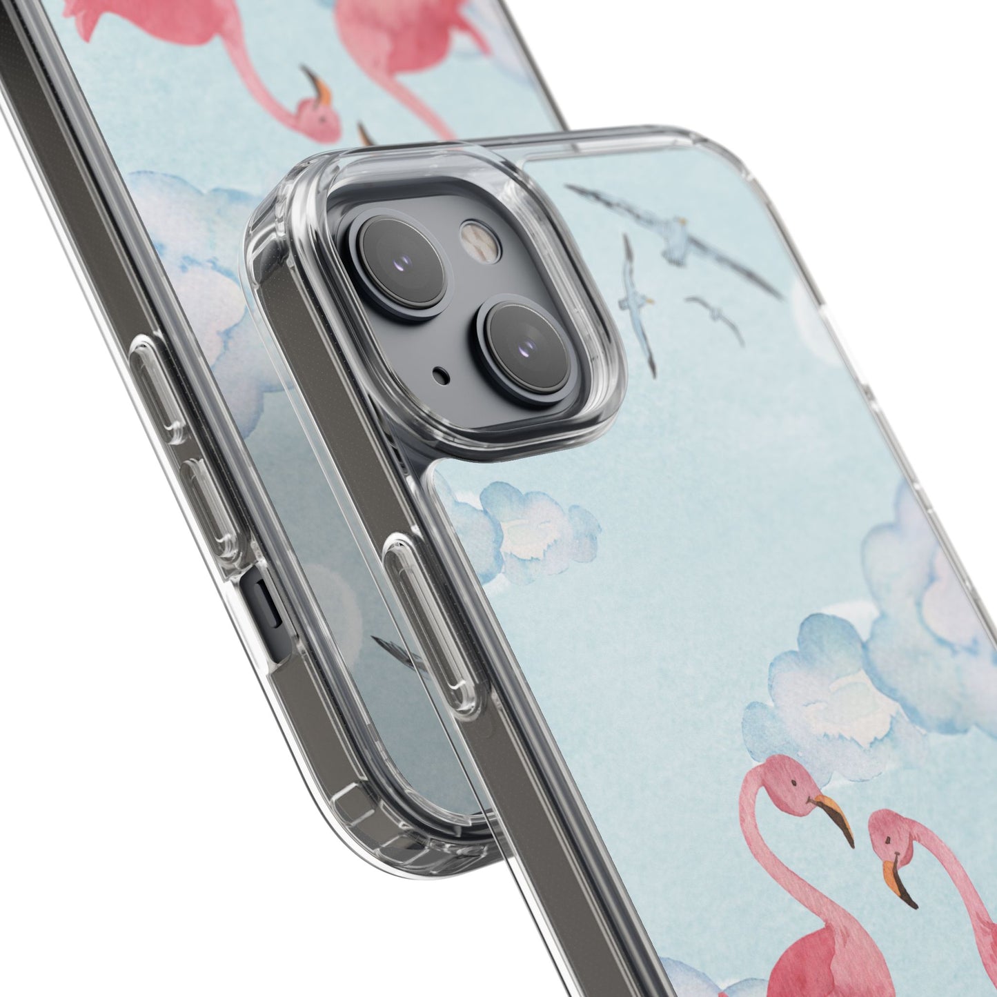 Watercolor Flamingo Phone Case, Clear Phone Case, Tropical Phone Cover, Custom Phone Case