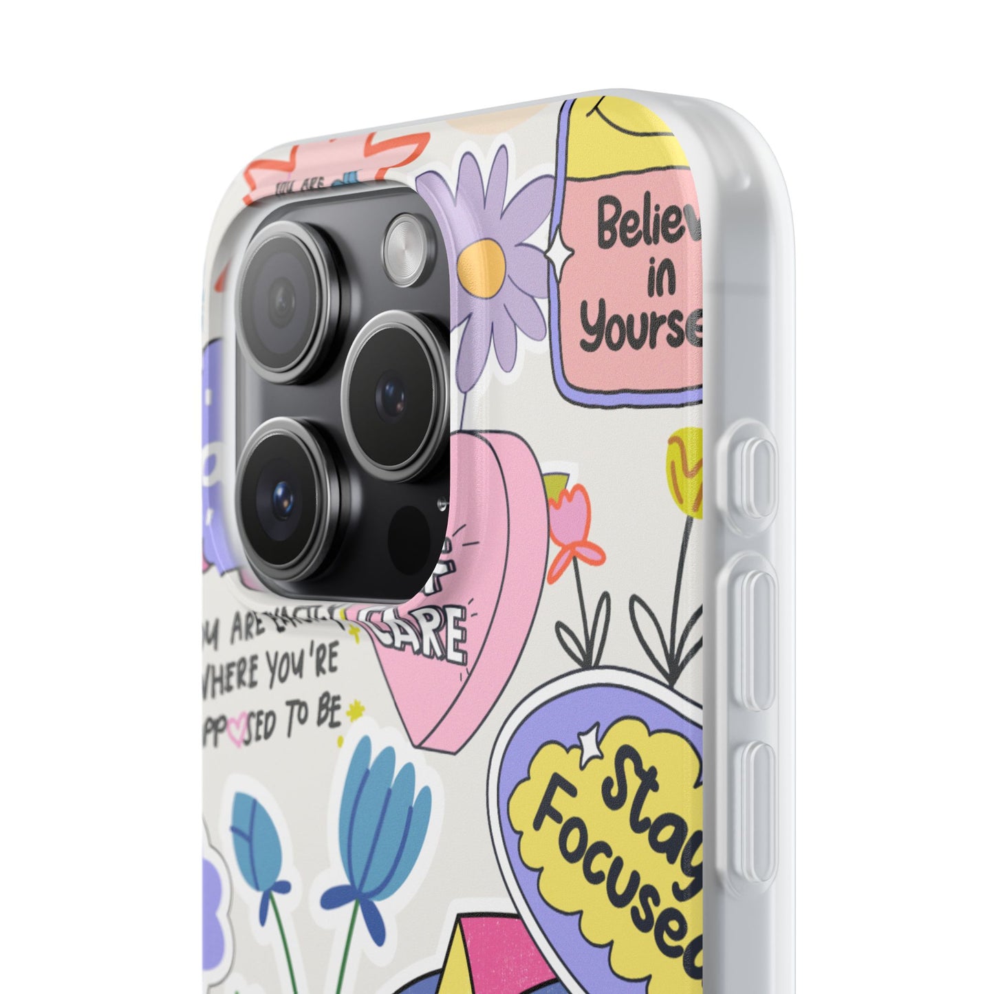 Colorful  Phone Case, Inspirational Flexi Case, Cute Floral Design, Gifts for Friends