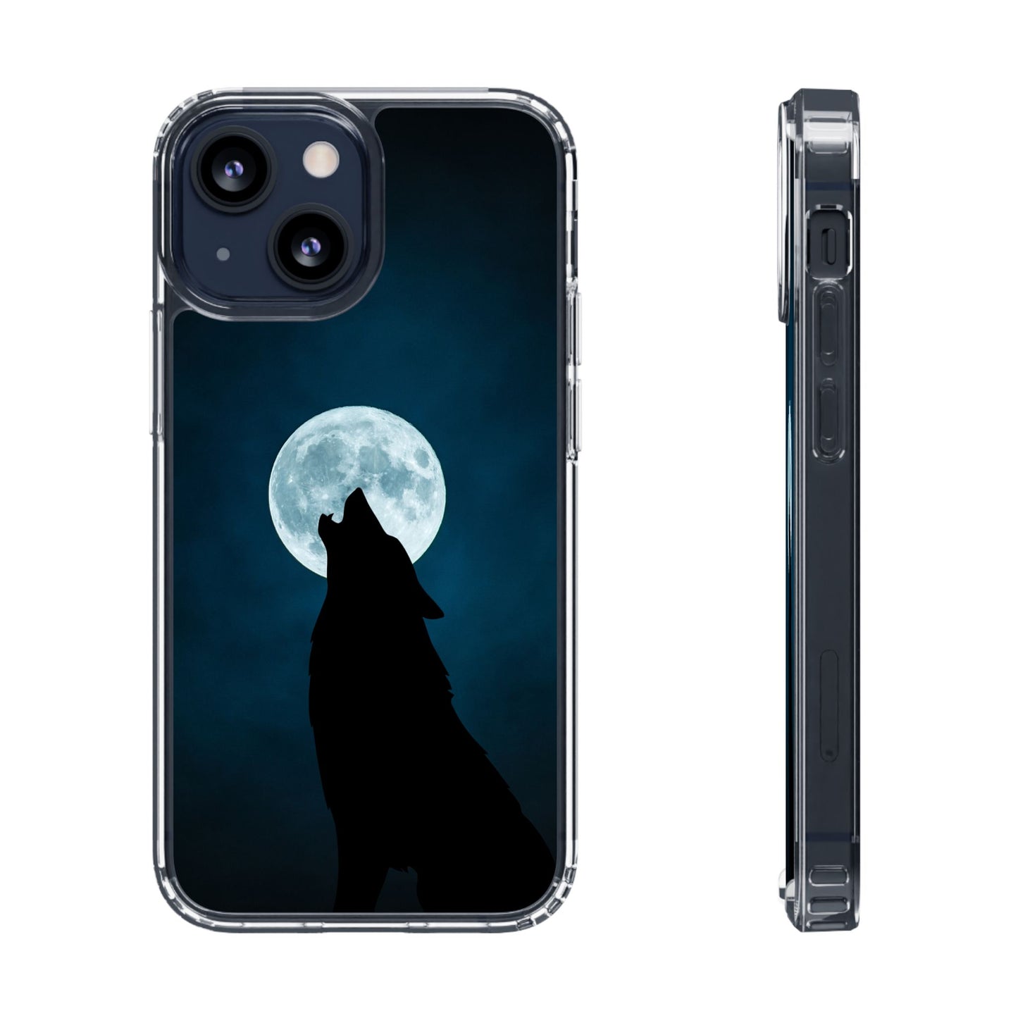 Wolf Clear Phone Case, Moonlit Wolf Design, Gift For Friends, Night Sky Decor