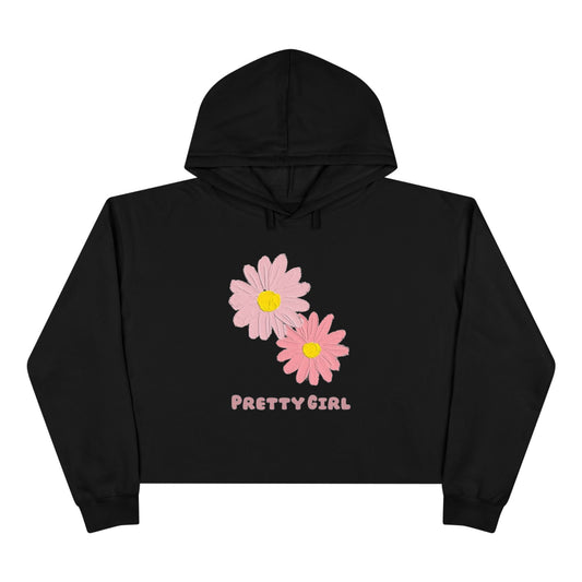 Pretty Girl Crop Hoodie with Cute Floral Design, Stylish Women's Apparel, Trendy Streetwear, Spring Fashion, Gift for Her