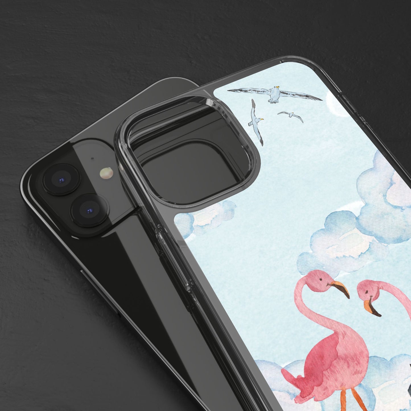 Watercolor Flamingo Phone Case, Clear Phone Case, Tropical Phone Cover, Custom Phone Case