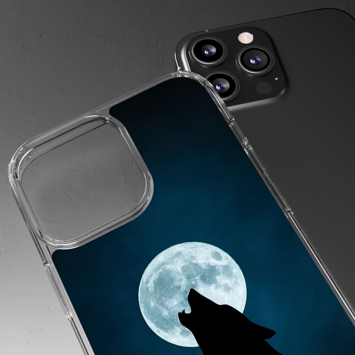 Wolf Clear Phone Case, Moonlit Wolf Design, Gift For Friends, Night Sky Decor
