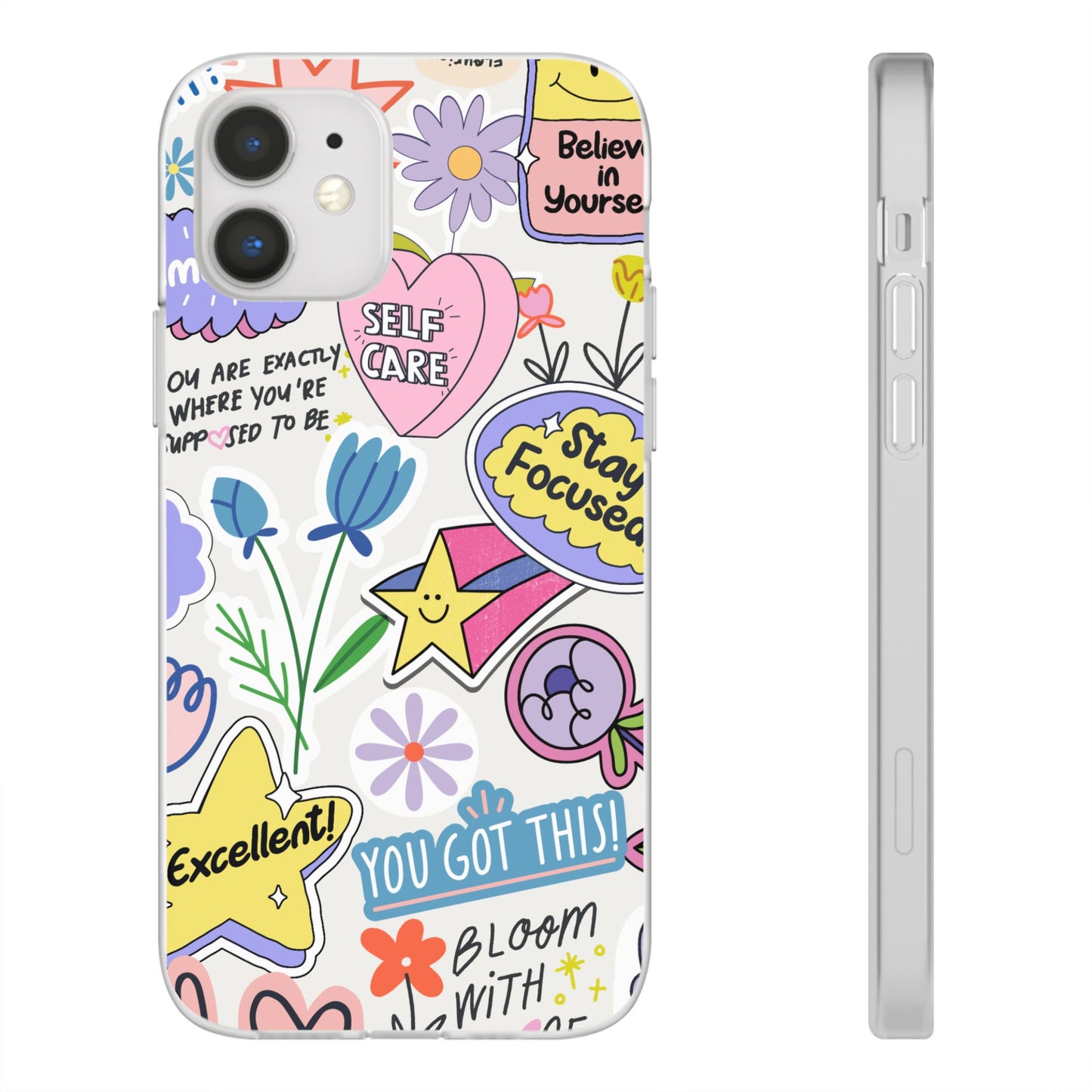 Colorful  Phone Case, Inspirational Flexi Case, Cute Floral Design, Gifts for Friends