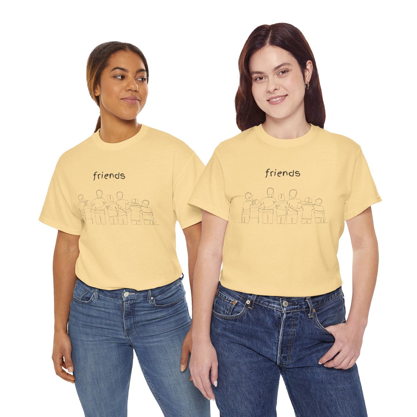Friends  Heavy Cotton Tee, Casual T-Shirt, Friendship Gift, Relaxed Fit Top, Everyday Wear, Graphic Tee
