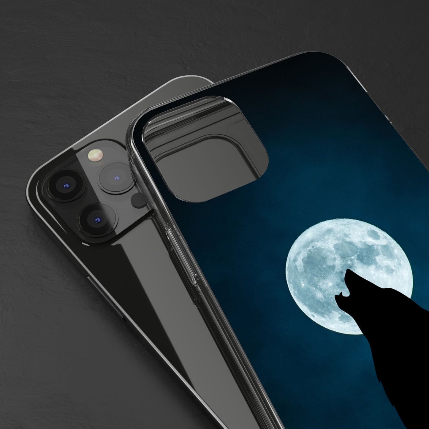 Wolf Clear Phone Case, Moonlit Wolf Design, Gift For Friends, Night Sky Decor
