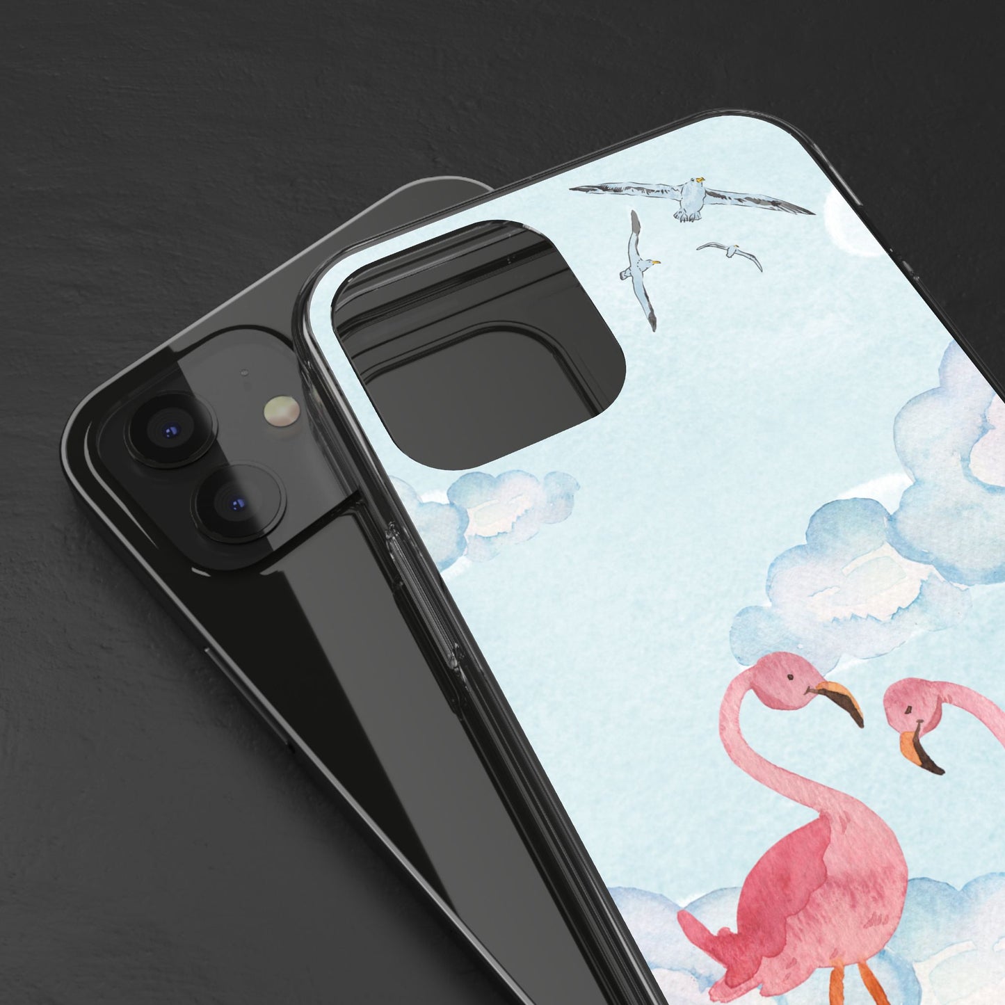 Watercolor Flamingo Phone Case, Clear Phone Case, Tropical Phone Cover, Custom Phone Case
