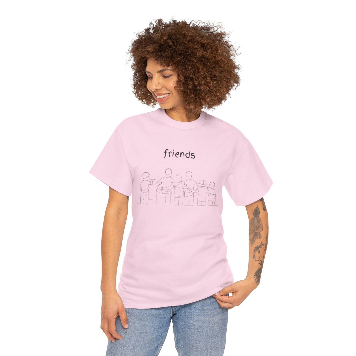 Friends  Heavy Cotton Tee, Casual T-Shirt, Friendship Gift, Relaxed Fit Top, Everyday Wear, Graphic Tee
