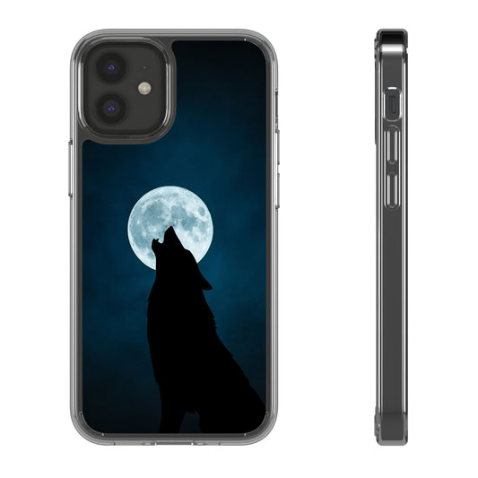 Wolf Clear Phone Case, Moonlit Wolf Design, Gift For Friends, Night Sky Decor