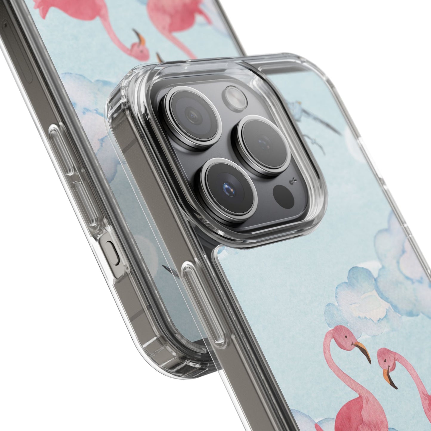 Watercolor Flamingo Phone Case, Clear Phone Case, Tropical Phone Cover, Custom Phone Case