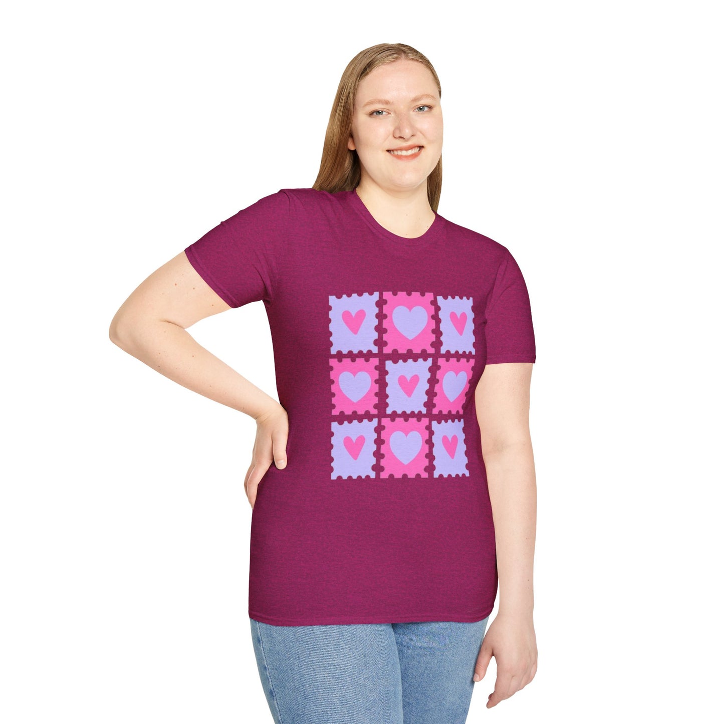 Heart Stamp Softstyle T-Shirt |Women Tee for Valentine's Day, Birthday Gift, Casual Wear