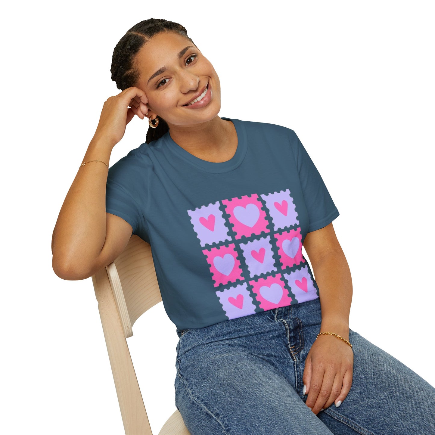Heart Stamp Softstyle T-Shirt |Women Tee for Valentine's Day, Birthday Gift, Casual Wear