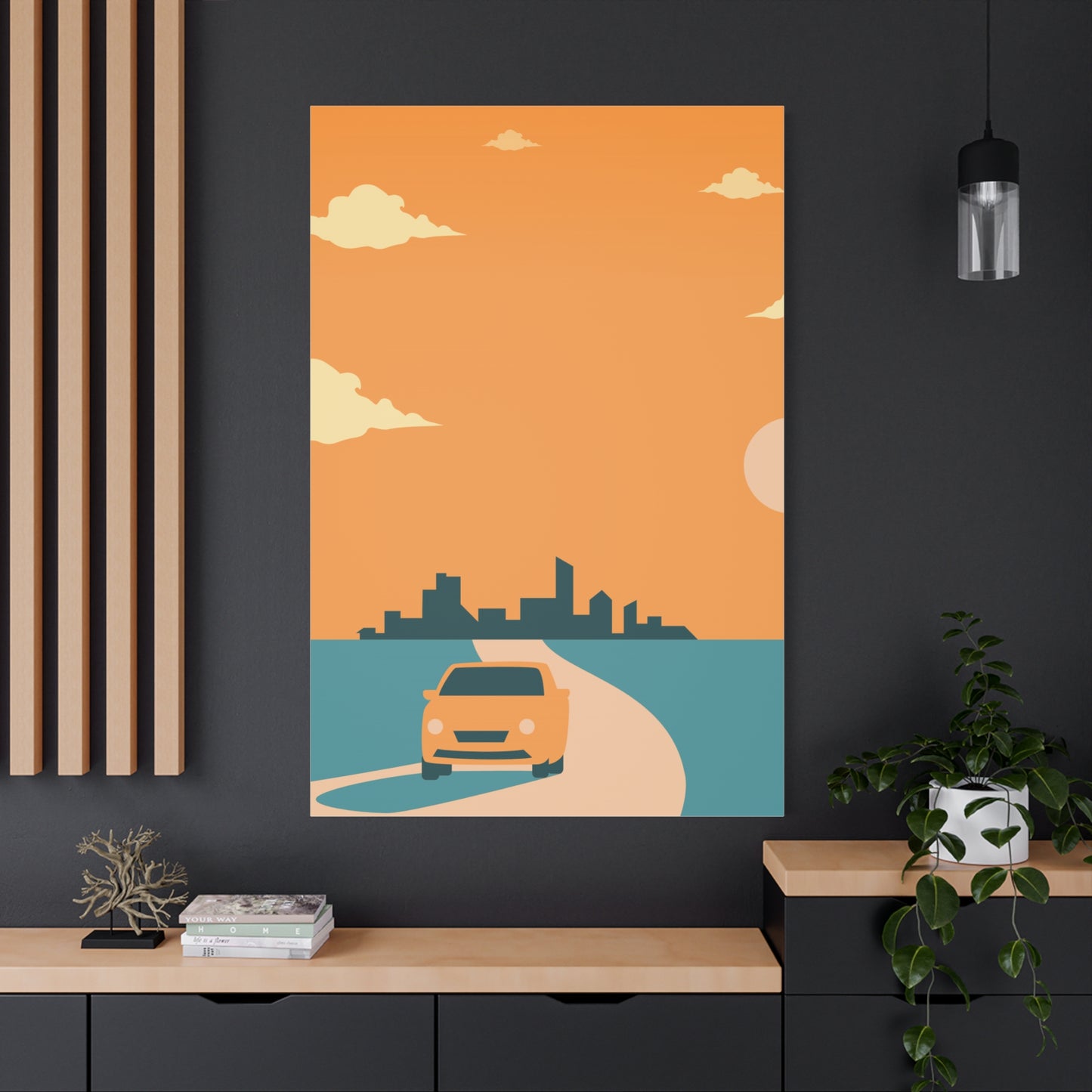 Sunset Cityscape Canvas Art Print, Modern Wall Decor, Home Decoration, Gift for Art Lovers, Urban Aesthetic