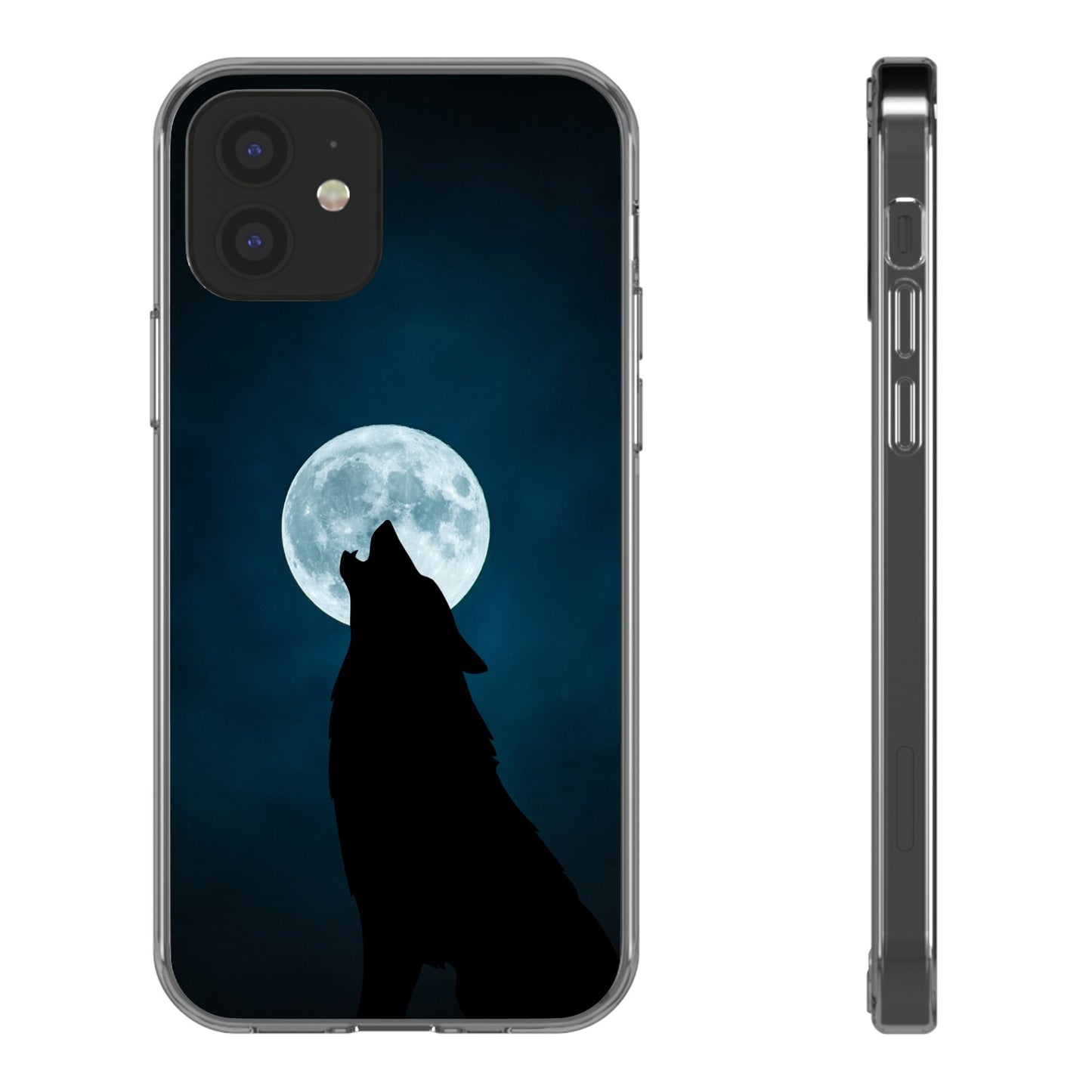 Wolf Clear Phone Case, Moonlit Wolf Design, Gift For Friends, Night Sky Decor