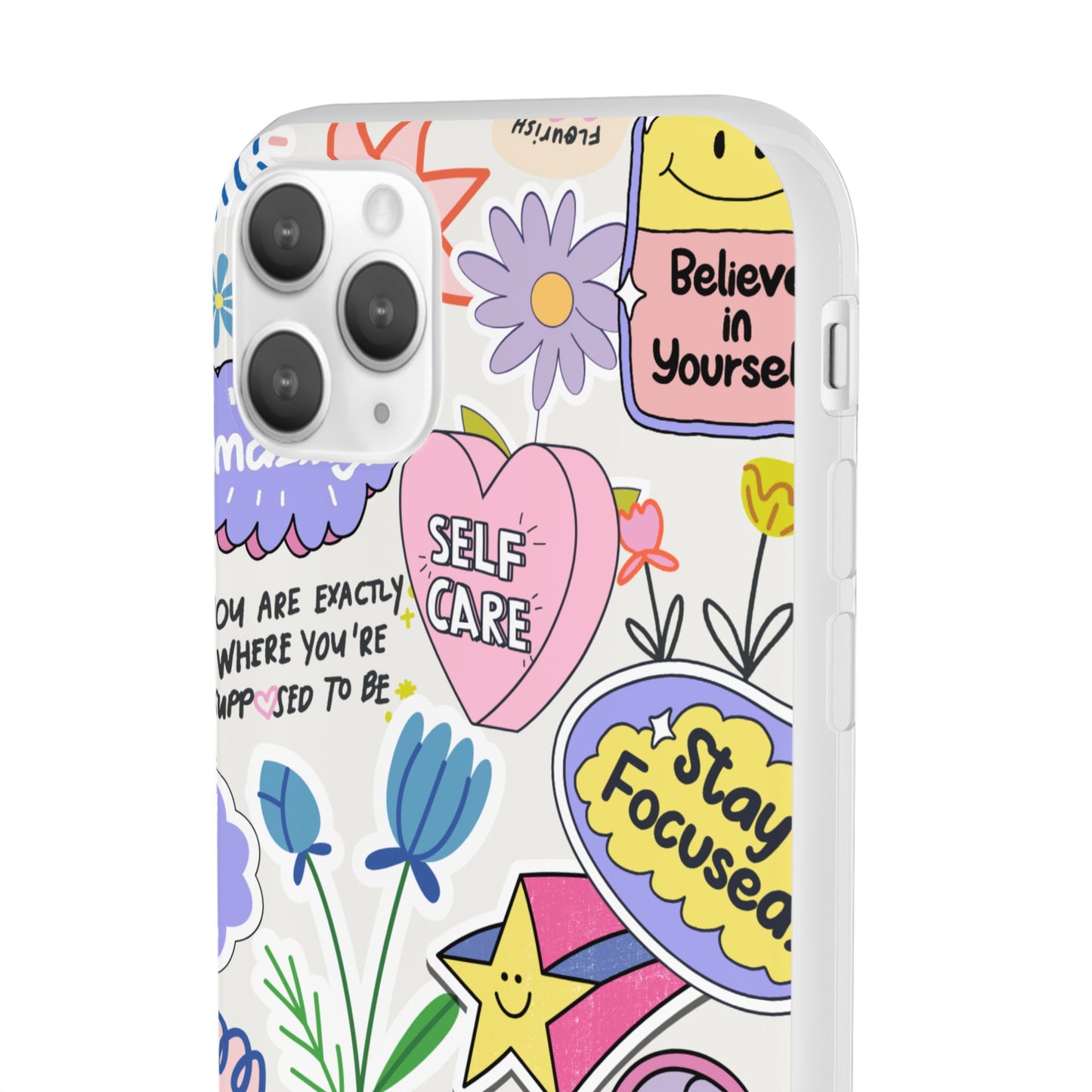 Colorful  Phone Case, Inspirational Flexi Case, Cute Floral Design, Gifts for Friends