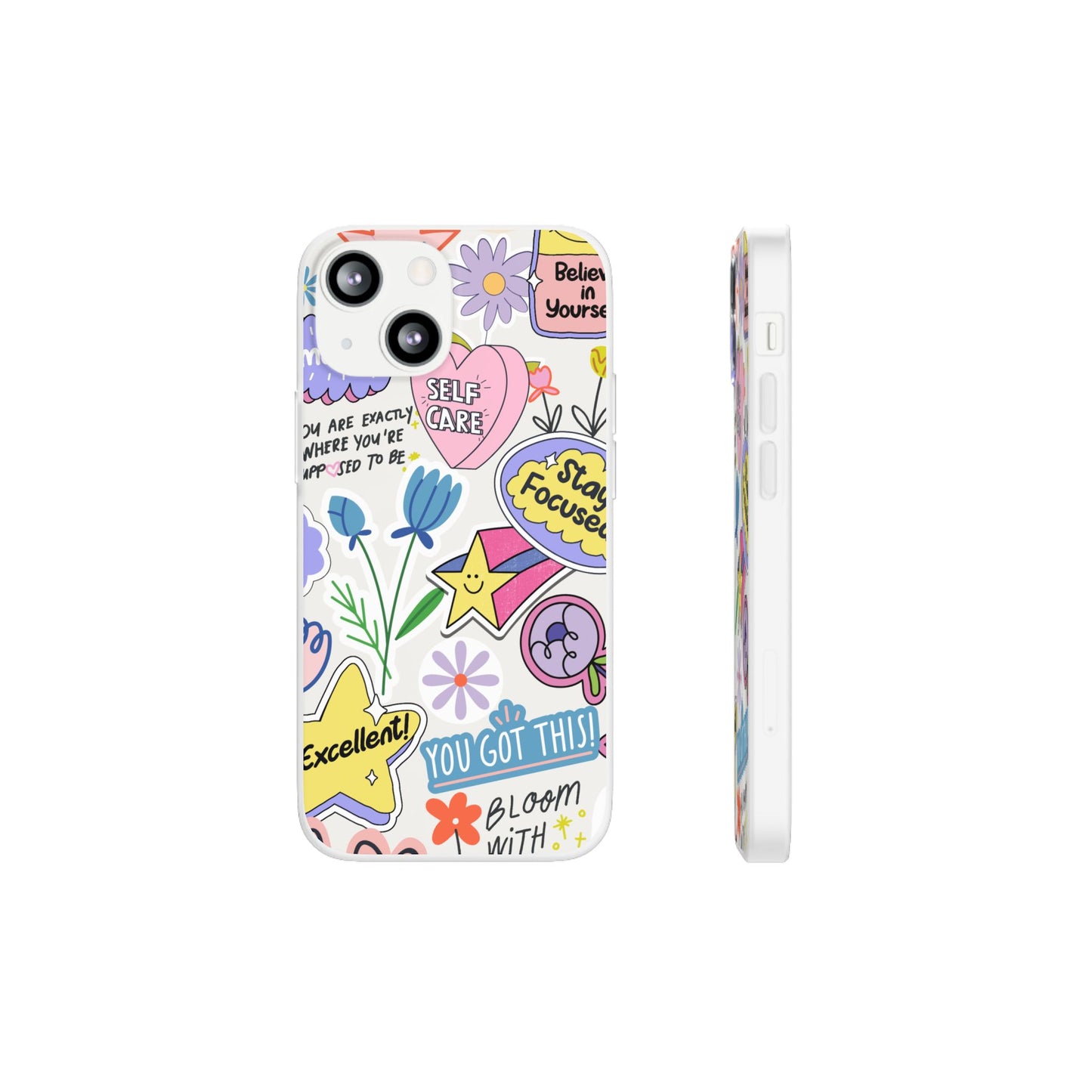 Colorful  Phone Case, Inspirational Flexi Case, Cute Floral Design, Gifts for Friends