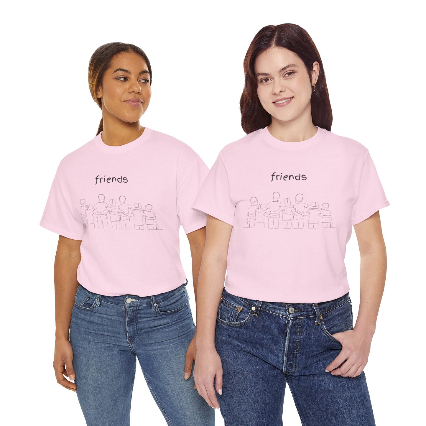 Friends  Heavy Cotton Tee, Casual T-Shirt, Friendship Gift, Relaxed Fit Top, Everyday Wear, Graphic Tee