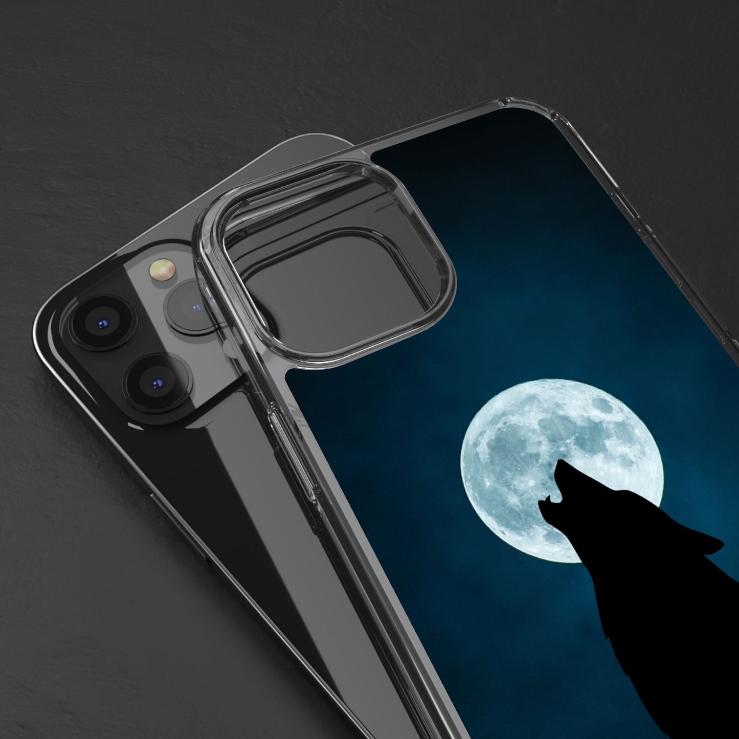 Wolf Clear Phone Case, Moonlit Wolf Design, Gift For Friends, Night Sky Decor