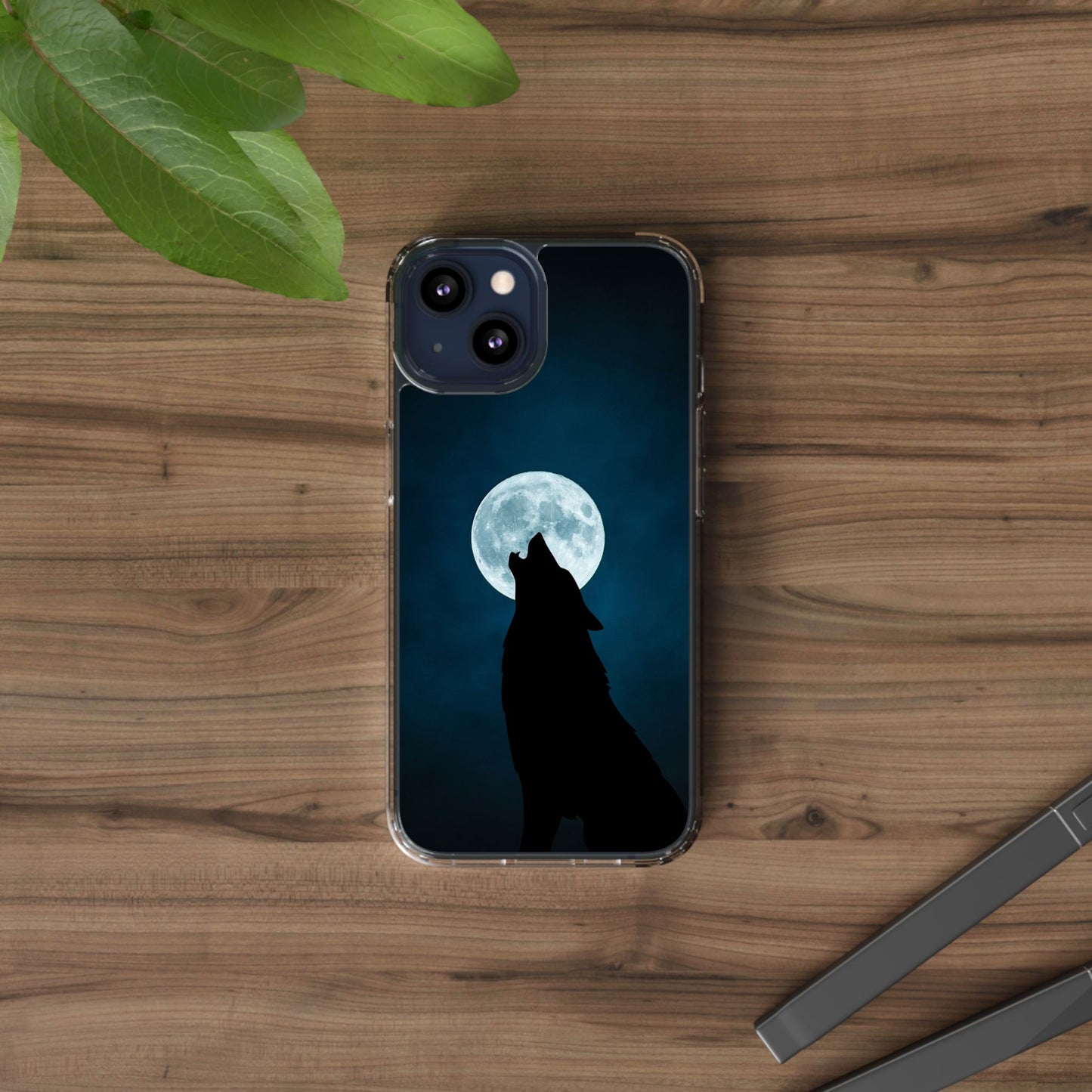 Wolf Clear Phone Case, Moonlit Wolf Design, Gift For Friends, Night Sky Decor