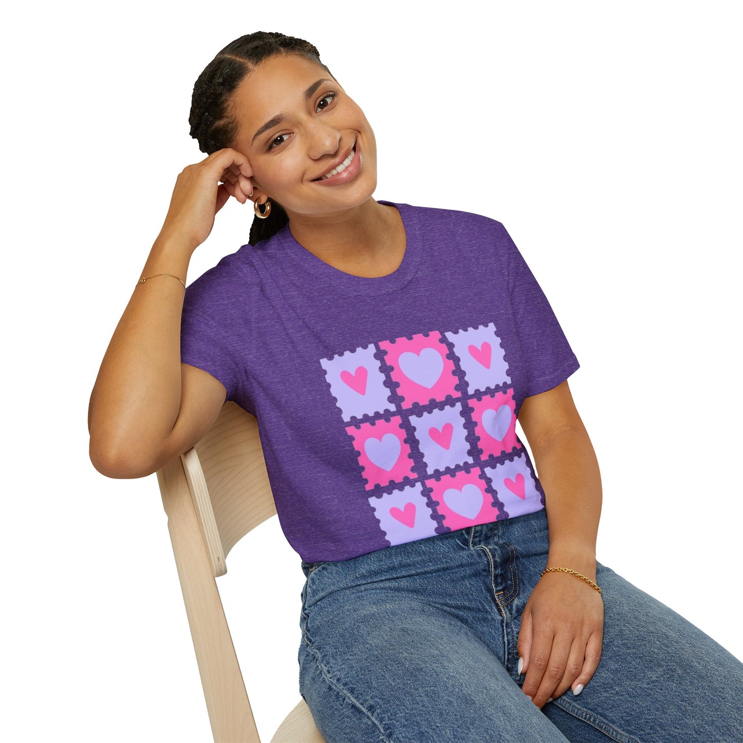 Heart Stamp Softstyle T-Shirt |Women Tee for Valentine's Day, Birthday Gift, Casual Wear
