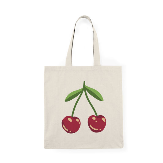 Cherry Print Natural Tote Bag, Eco-Friendly Shopping Bag, Reusable Grocery Tote, Cute Beach Bag, Summer Gift, Gift for Her