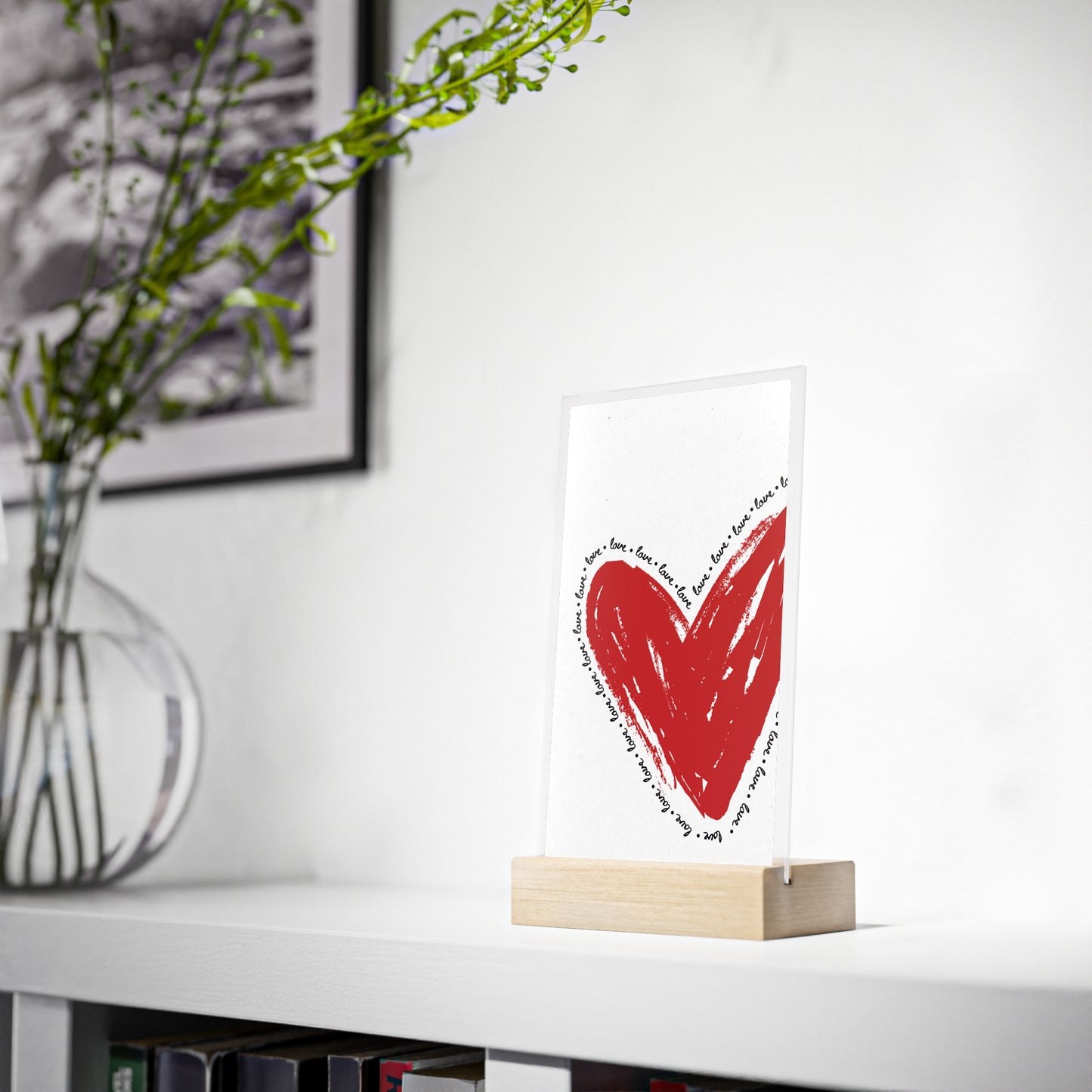 Heartfelt Acrylic Sign with Wooden Stand | Home Decor, Gift for Loved Ones, Valentine's Day, Anniversary, Romantic Display