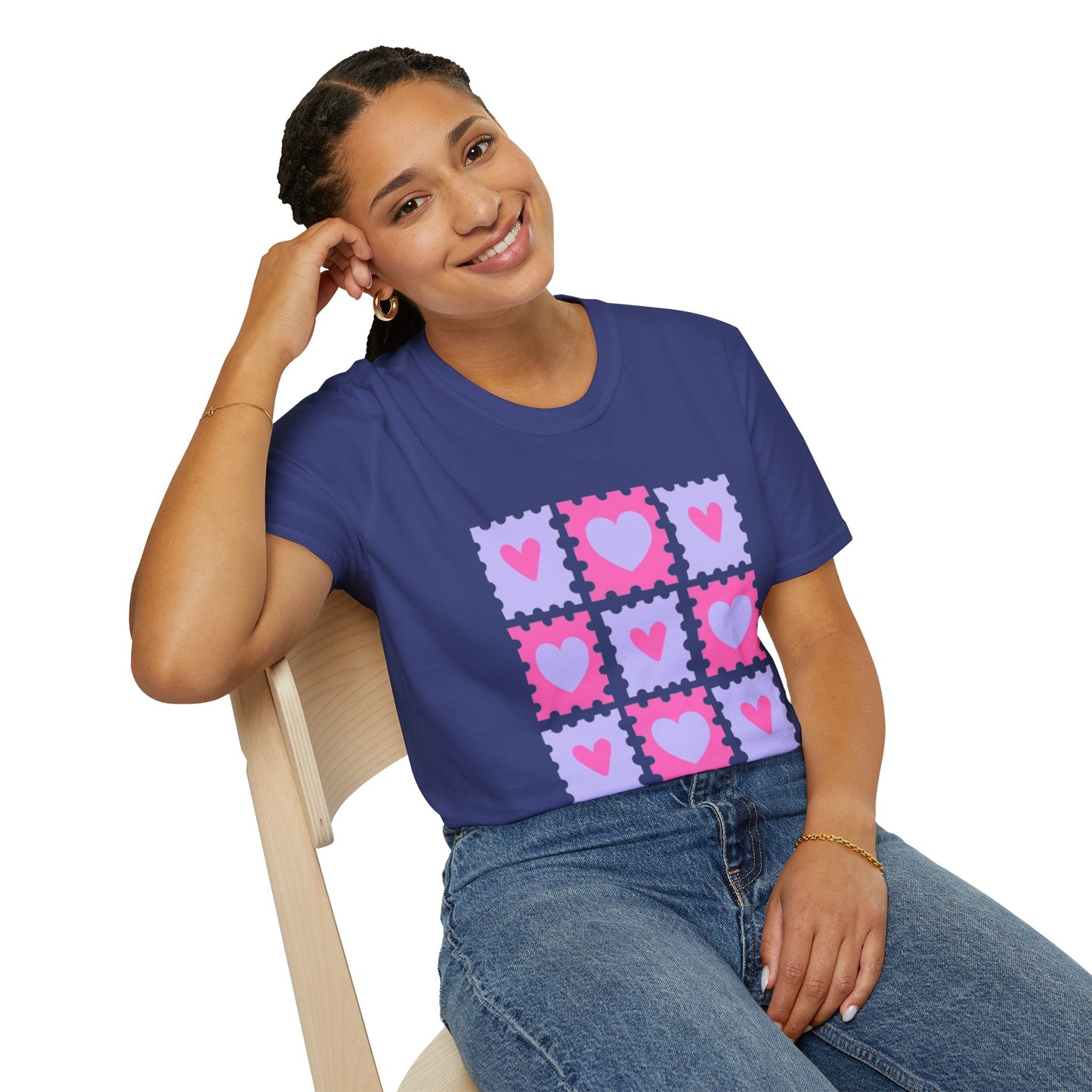 Heart Stamp Softstyle T-Shirt |Women Tee for Valentine's Day, Birthday Gift, Casual Wear