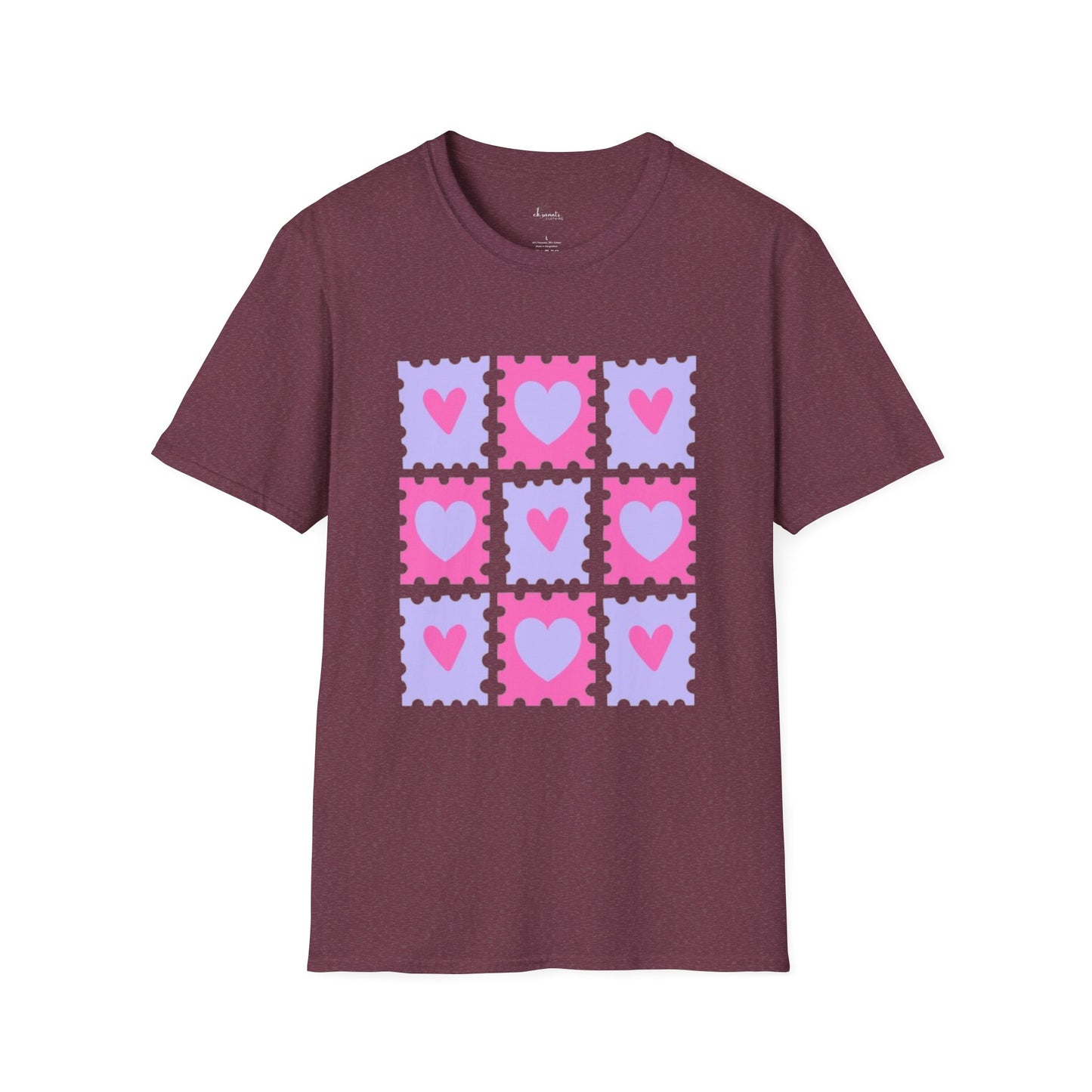 Heart Stamp Softstyle T-Shirt |Women Tee for Valentine's Day, Birthday Gift, Casual Wear