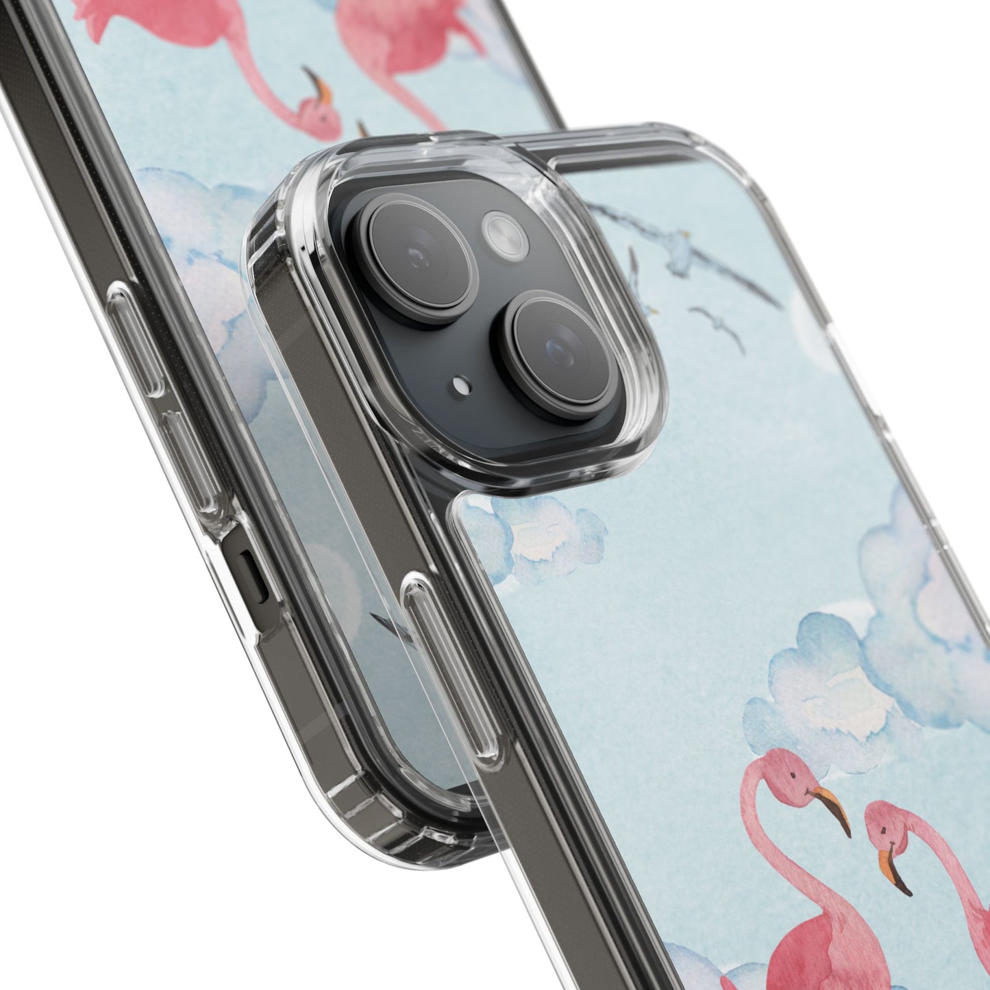 Watercolor Flamingo Phone Case, Clear Phone Case, Tropical Phone Cover, Custom Phone Case