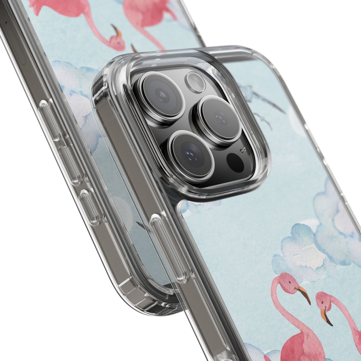 Watercolor Flamingo Phone Case, Clear Phone Case, Tropical Phone Cover, Custom Phone Case