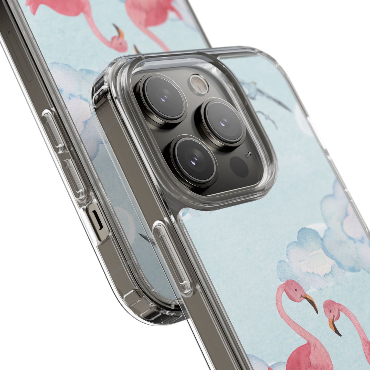 Watercolor Flamingo Phone Case, Clear Phone Case, Tropical Phone Cover, Custom Phone Case
