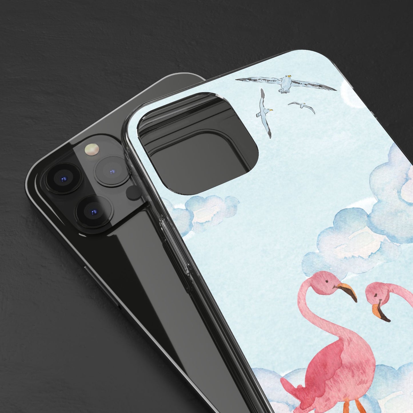 Watercolor Flamingo Phone Case, Clear Phone Case, Tropical Phone Cover, Custom Phone Case